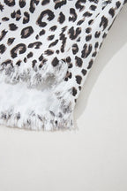 Leopard Frayed Hem Denim Shorts