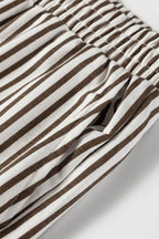 Stripe Elastic High Waist Pocketed Loose Pants