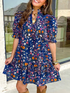 Floral Print Ruffle Hem Mini Dress