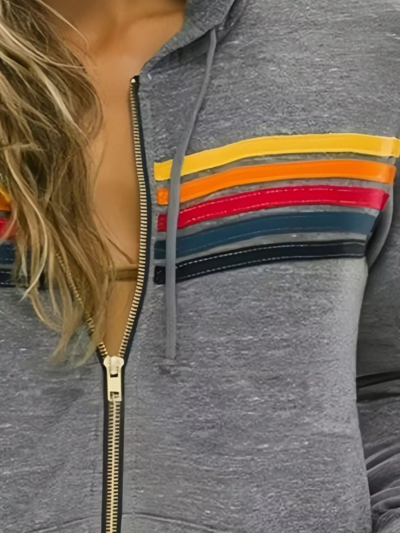 Full Size Striped Zip-Up Hoodie Plus Size