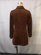 Full Size Suede Button-Down Jacket Plus Size