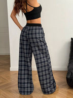 Plaid Wide Leg Pants