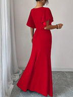 Surplice Flutter Sleeve Maxi Dress