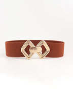 Geometric Buckle Elastic Wide Belt