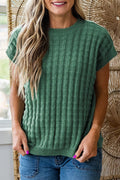 Textured Knit Cap Sleeve Sweater Vest