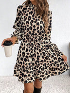 Leopard Print Ruffle Hem Mini Dress