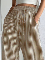 Striped High-Waisted Wide Leg Pants