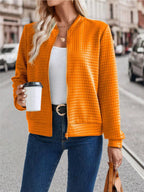 Textured Zip-Up Long Sleeve Jacket