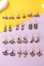 Gold Bold Shimmery Fleur De Lis Open Hook Earrings
