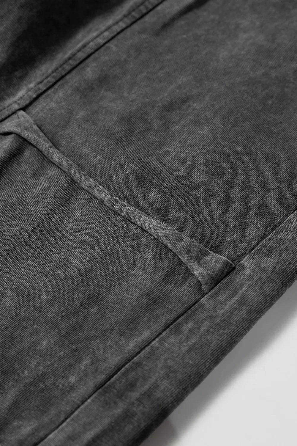 Mineral Wash Lace-up High Waist Raw Hem Patched Pocket Pants
