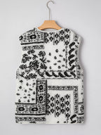 Sherpa Paisley Print Pocketed Western Fashion Vest Jacket