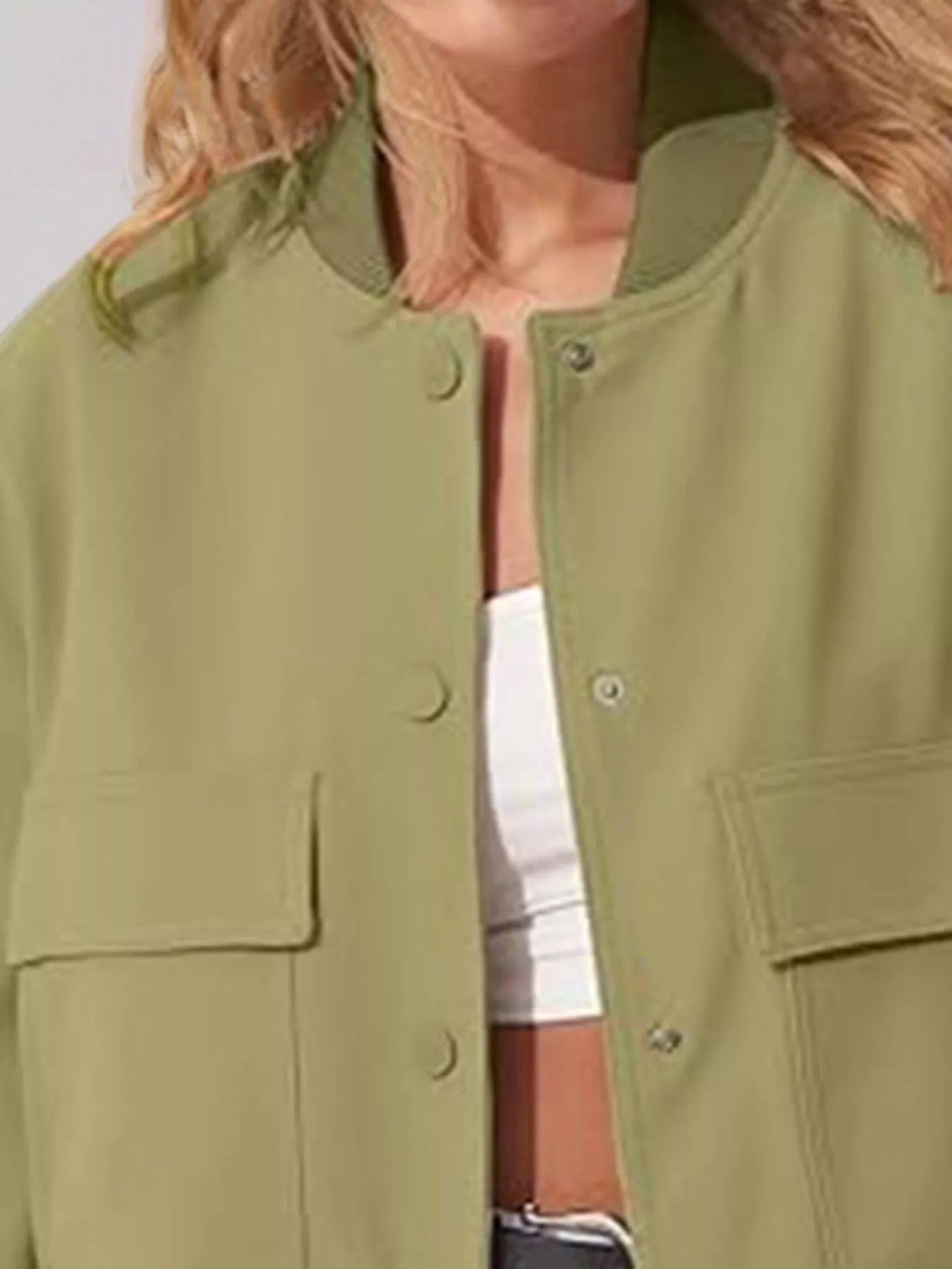 Full Size Snap Down Long Sleeve Jacket Plus Size