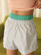 Striped Elastic Waist Shorts