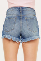 Kancan High Rise Raw Hem Denim Shorts