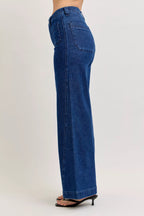 Judy Blue High-Waisted Retro Wide Jeans with Patch Pkts & Twisted Seams