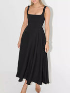 Square Neck Wide Strap A-Line Dress