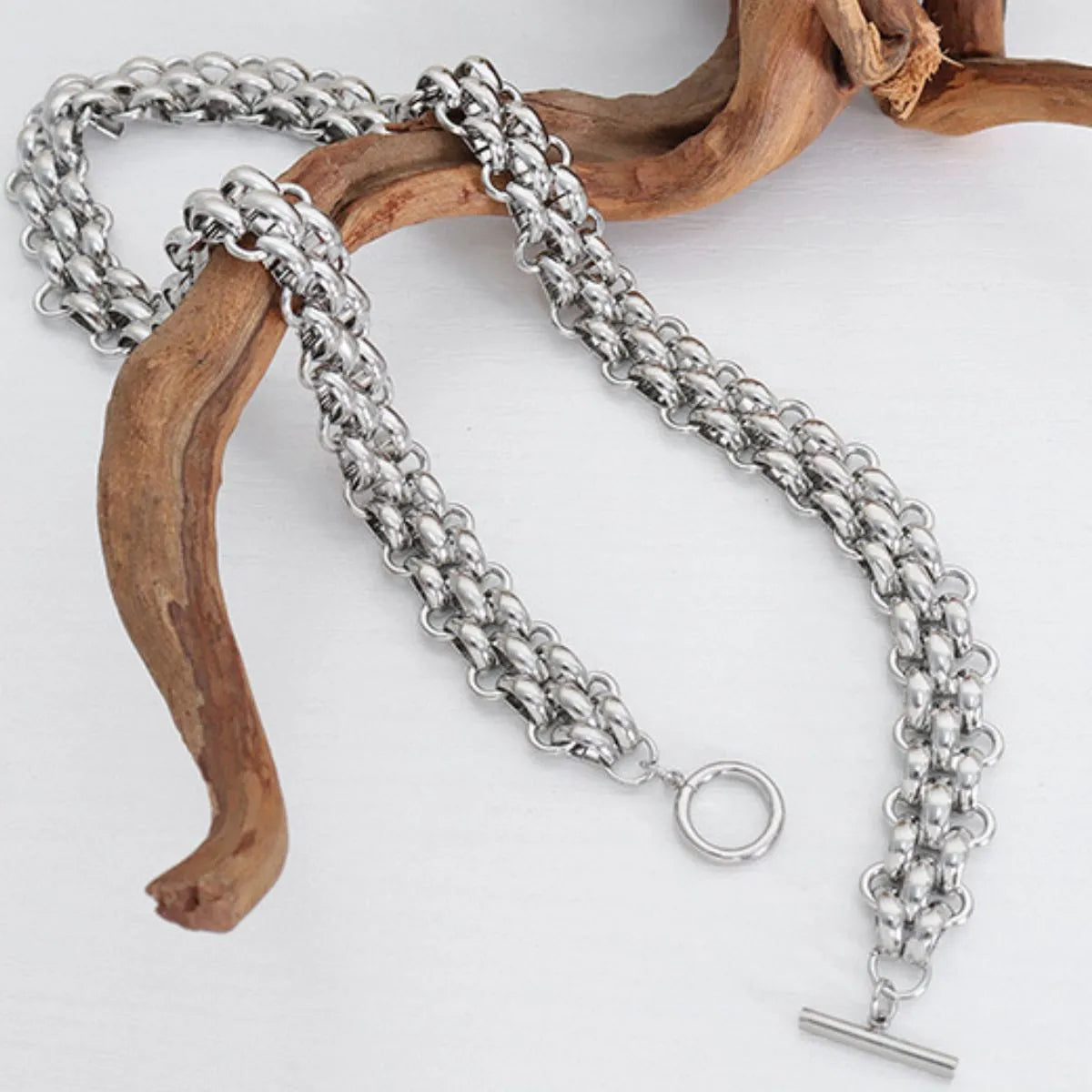 Gold Chain Link Jewelry Set with Necklace and Bracelet