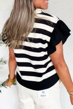 Striped Ruffle Sleeve Blouse