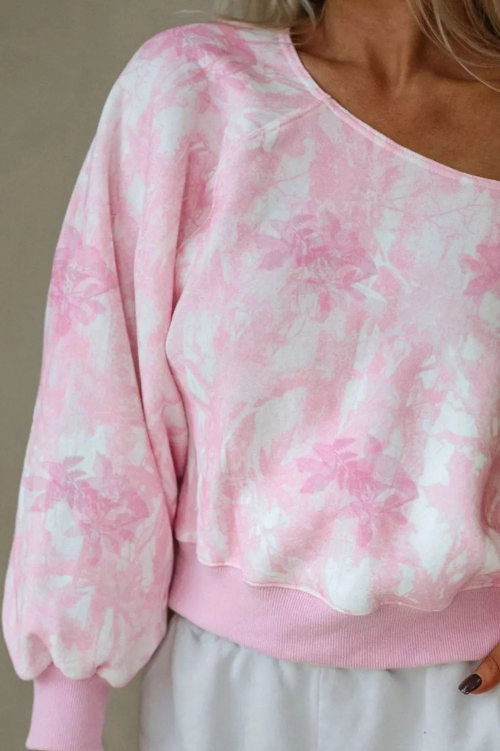 Floral Print One-Shoulder Oversized Sweatshirt