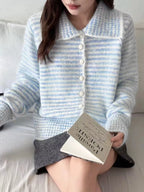 Striped Knit Button-Down Cardigan