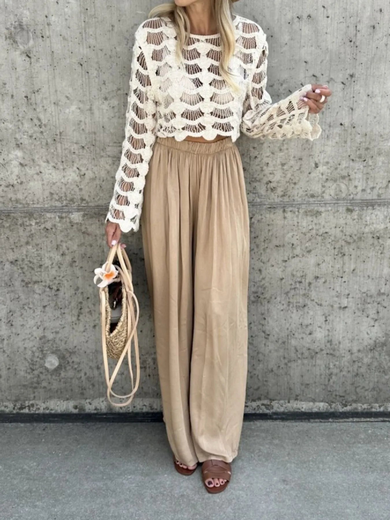 Crochet Long Sleeve Knit Cover Up
