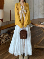 Lace Tie Button Up Cardigan