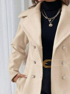 Double-Breasted Wool Blend Coat