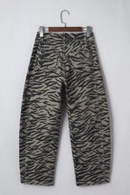 Zebra Stripe Printed Wide Leg Jeans