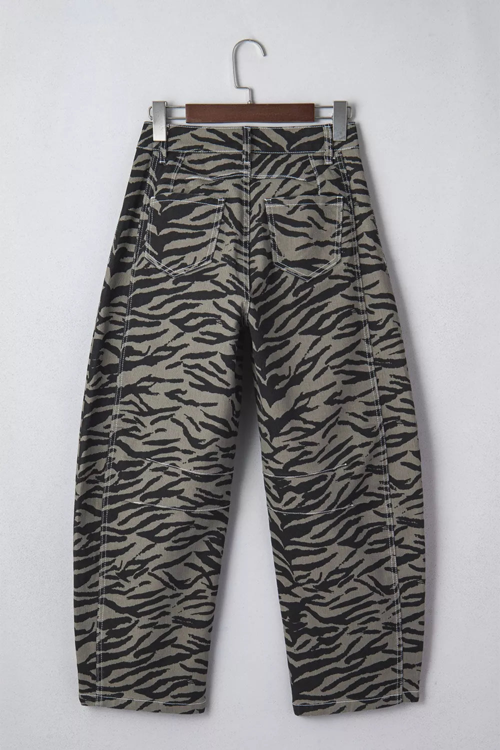 Zebra Stripe Printed Wide Leg Jeans