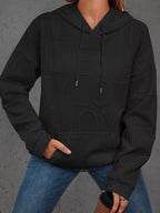 Full Size Textured Embossed Long Sleeve Hoodie Plus Size