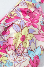 Floral Ruffle Trim Tummy Control One Piece Swimsuit