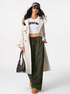 Relaxed Fit Corduroy Pants with Drawstring
