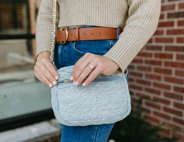 SueEllen Quilted Small Crossbody Bag with Gold Cha