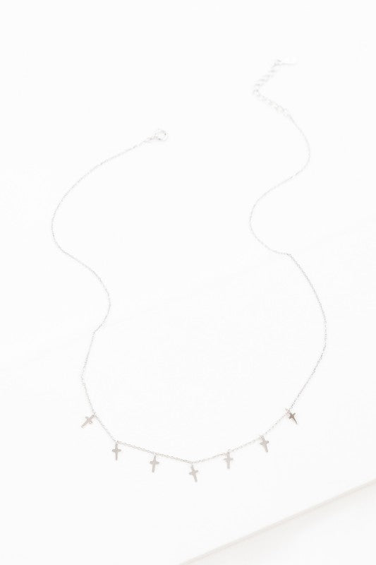 Cross Tassel Drop Necklace | Silver (sterl.)