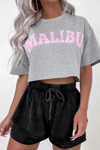 Mineral Wash French Terry High Waist Casual Shorts