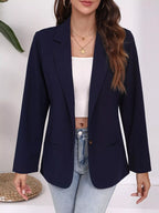 Plus Size Lapel Collar Single-Button Blazer