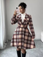 Plaid Button Up Long Sleeve Coat