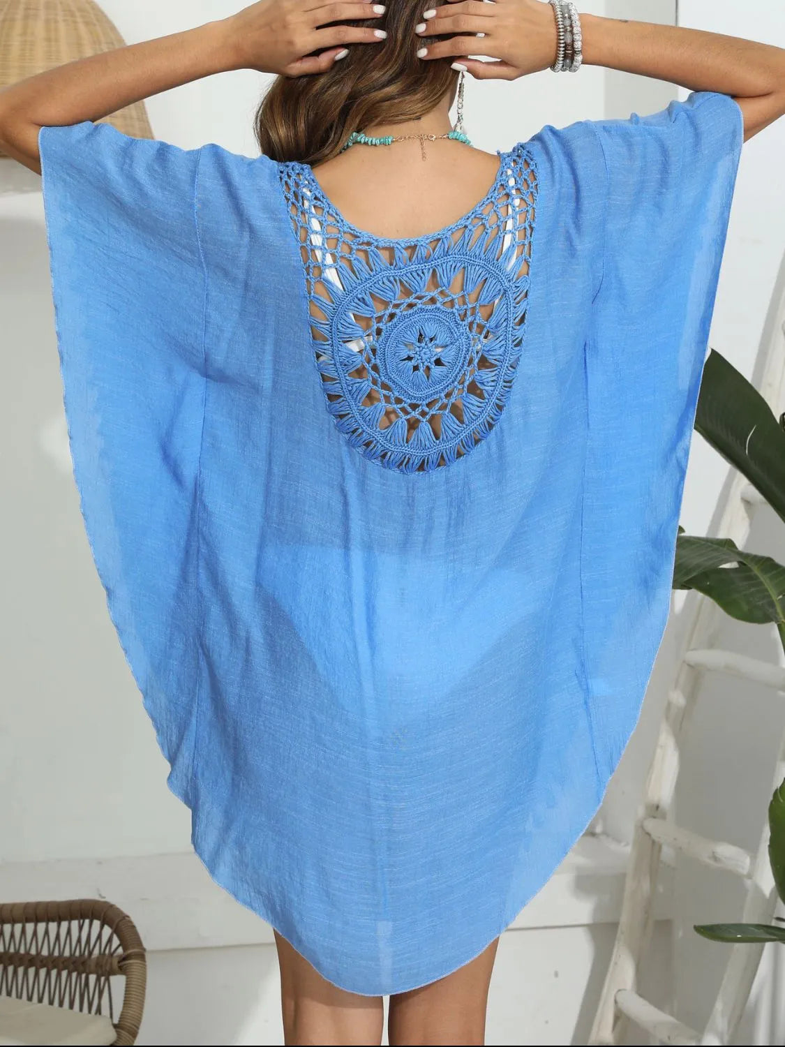 Tassel Crochet Round Neck Cover-Up