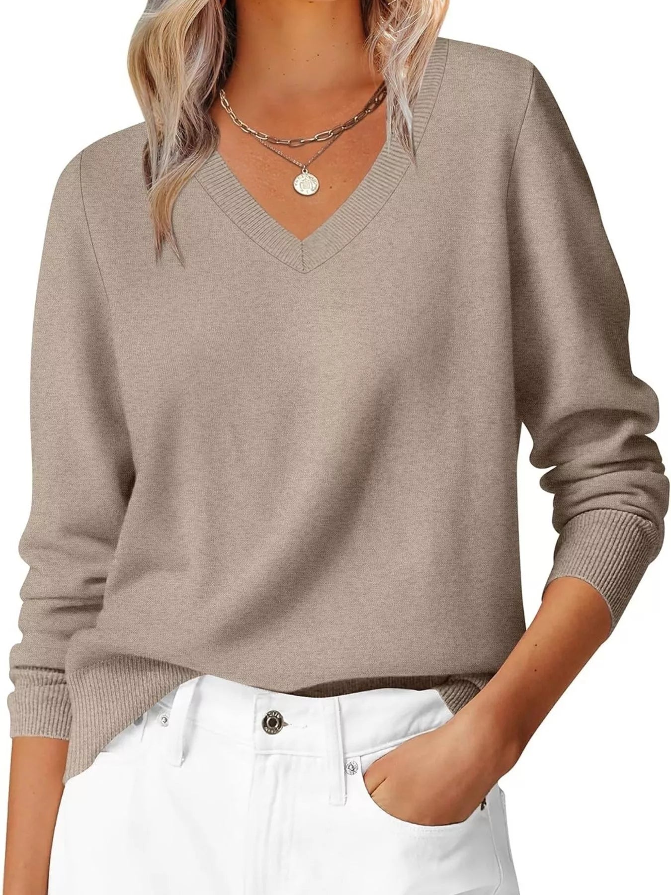 Classic V-Neck Long Sleeve Sweater