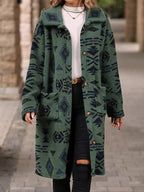 Geometric Button Up Longline Coat