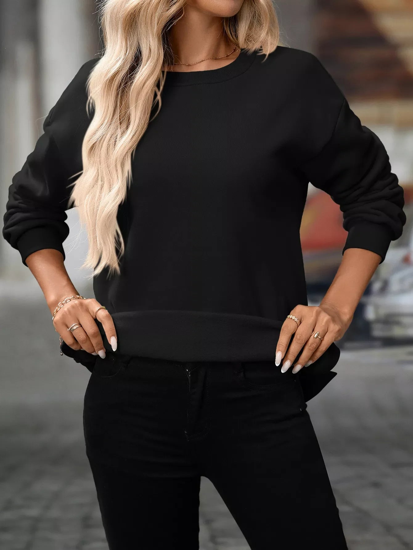 Casual Solid Color Long Sleeve Sweatshirt