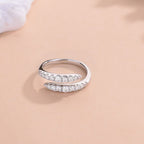 925 Sterling Silver Moissanite Bypass Ring