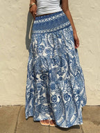 Printed Tiered Maxi Skirt