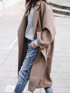 Full Size Wool Blend Longline Overcoat Plus Size
