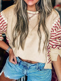Stripe Sleeve Patchwork Casual Sweatshirt