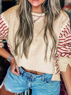 Stripe Sleeve Patchwork Casual Sweatshirt