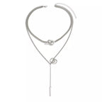 Double Layered Chain Y-Shaped Pendant Necklace