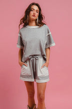 BiBi French Terry Knit Shorts with Side Pocket