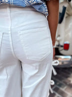 Bow-Accented Wide-Leg Pants
