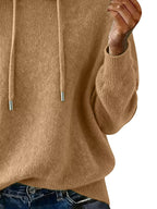 Drawstring Long Sleeve Hooded Sweater